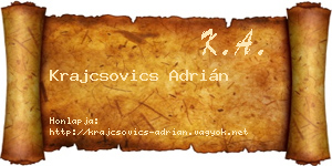 Krajcsovics Adrián névjegykártya