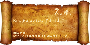 Krajcsovics Adrián névjegykártya